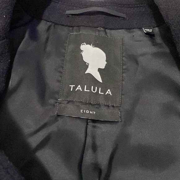 TALULA Wool Cashmere Blend Short Black Gold Bottom Blazer Size 8 - Picture 8 of 12